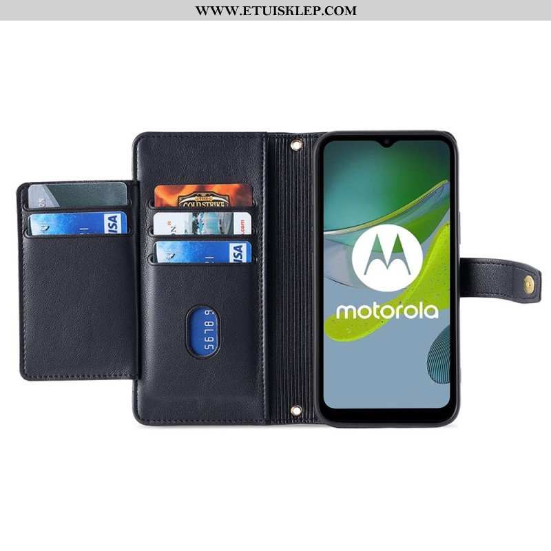 Etui Folio do Moto G73 5G Torebka Z Paskiem Na Ramię I Smyczą